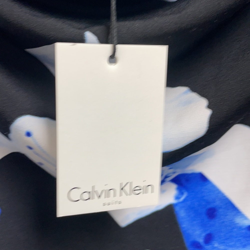 Calvin Klein Suits blue flowered cowl neck blouse - Picture 3 of 5